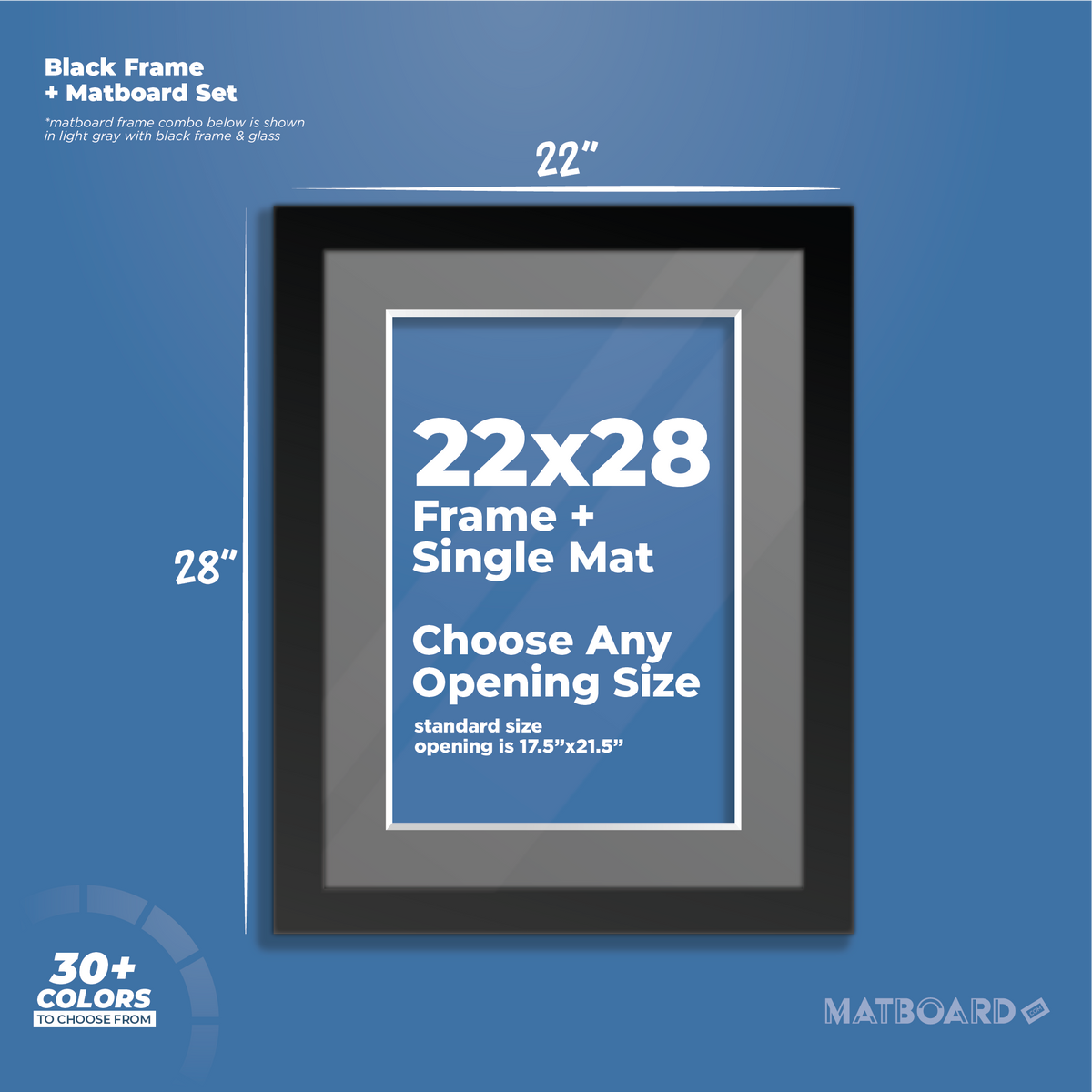 22x28 Frame + Single Mat – Matboarddotcom