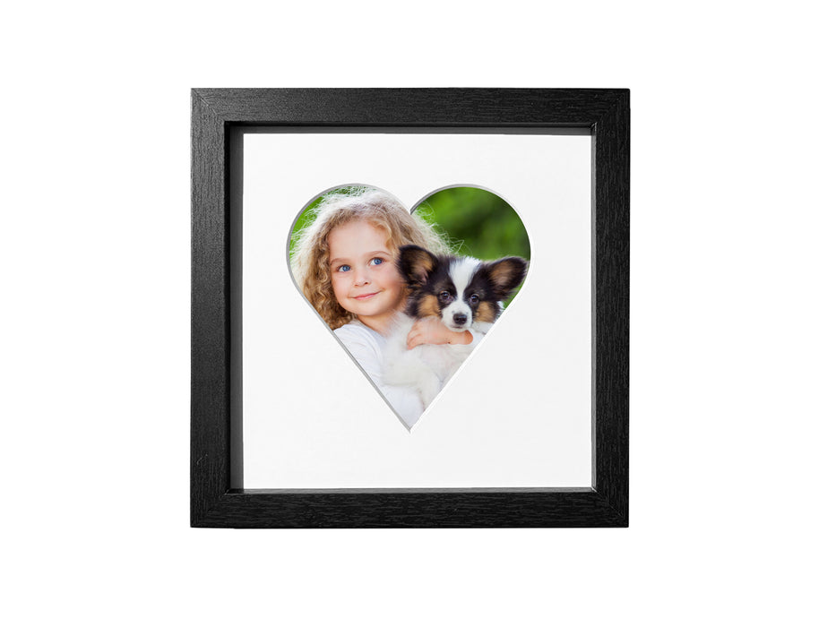 8x8 Classic Black Frame with Heart-Shaped Matboard