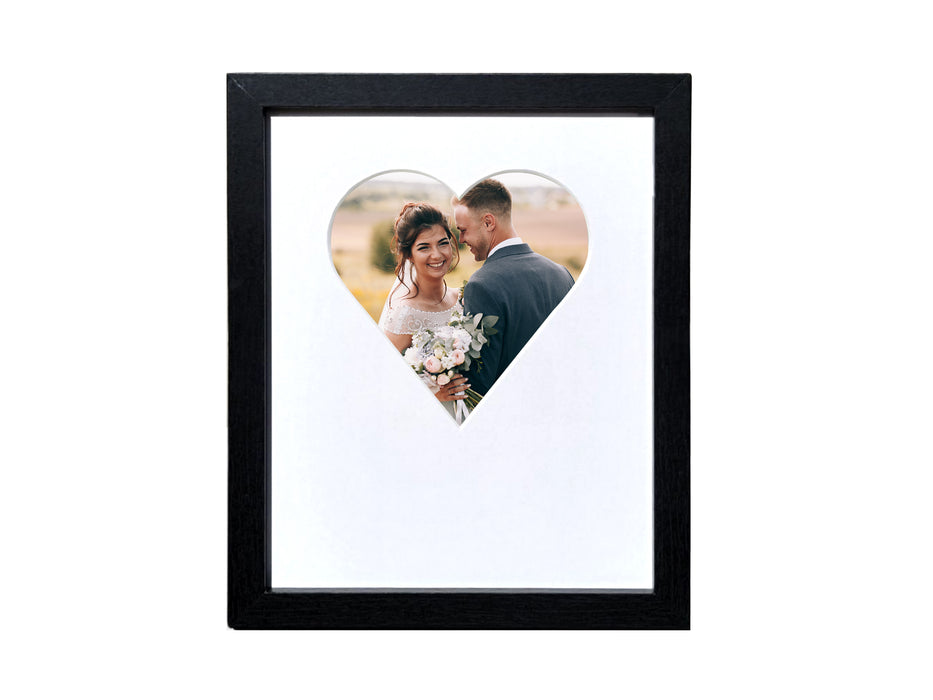 8x10 Classic Black Frame with Heart-Shaped Matboard