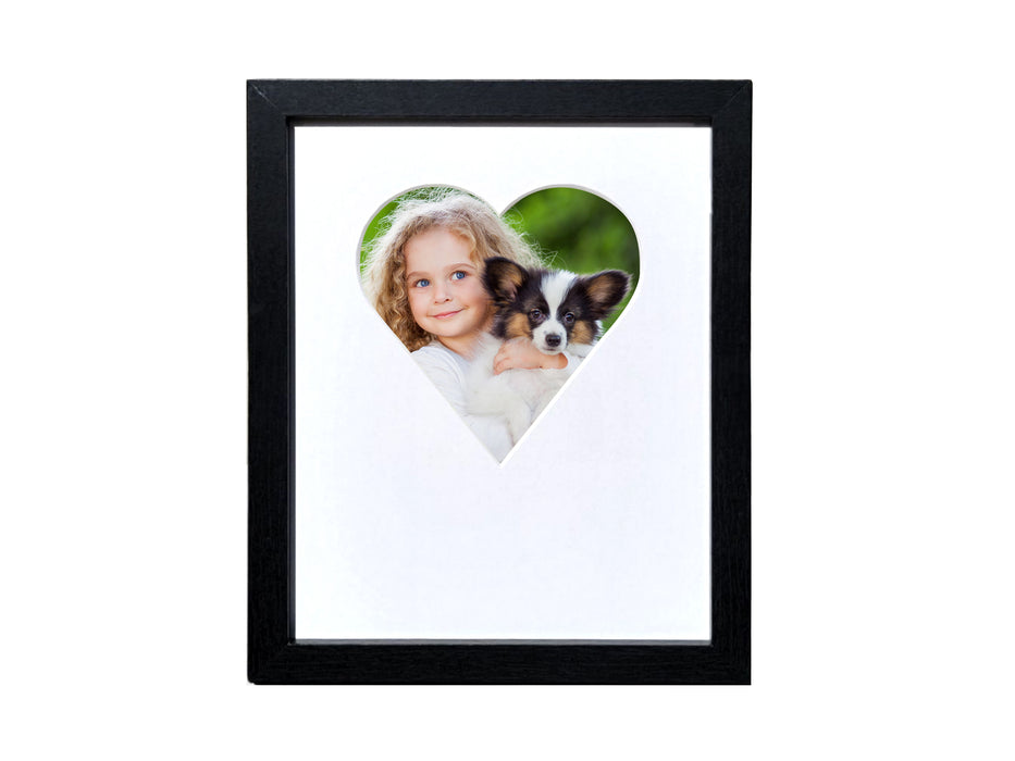 8x10 Classic Black Frame with Heart-Shaped Matboard